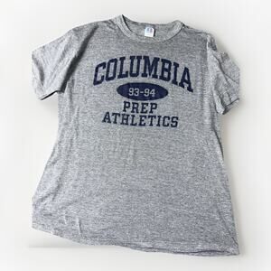 Vintage Russell Athletic Shirt Mens L Gray Collegiate Graphic Logo Made USA 90s